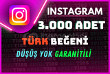 ⭐GARANTİLİ⭐INSTAGRAM 3.000 TÜRK BEĞENİ