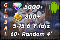 Gear Luffy + 5000 Elmas + 800 Altın + 5-15 6* 