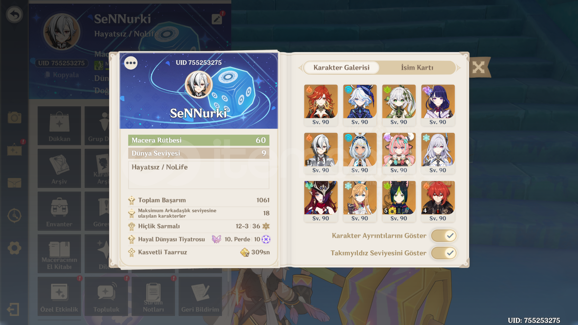Genshin EU AR 60 / Honkai SR AR 70 tek hesap Genshin EU AR 60 / Honkai SR AR 70 tek hesap