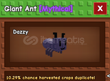 Giant Ant / Grow A Garden / MEYVE ÇOĞALTICI