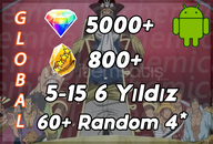 Gold D + 5000 Elmas + 800 Altın + 5-15 6 Yıldız