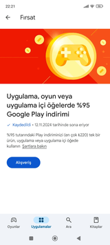 Google Play indirim 2 tane var