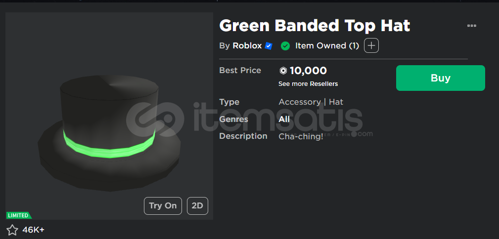 Green banded top hat roblox limited - 1335505 | İtemsatış