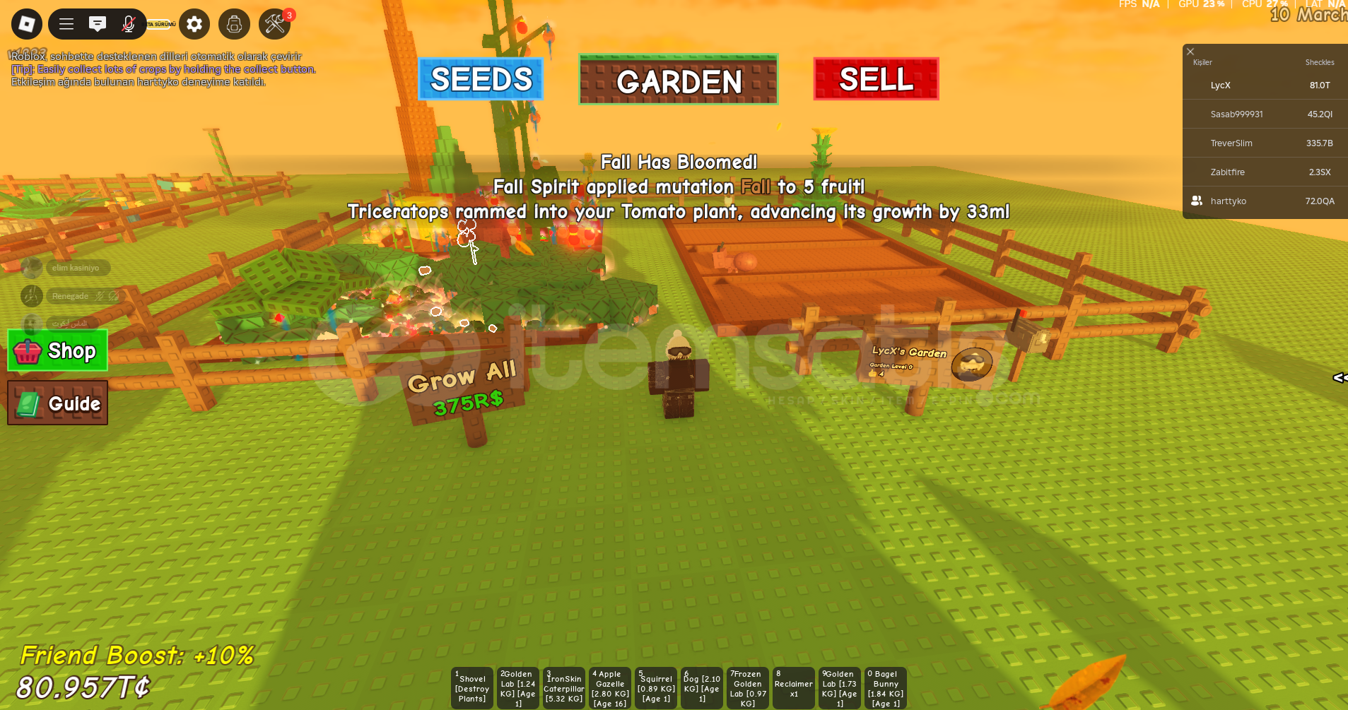 GROW A GARDEN 150T SATILIR GROW A GARDEN 150T SATILIR