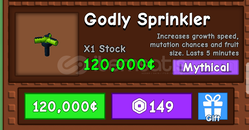 Grow A Garden Godly Sprinkler