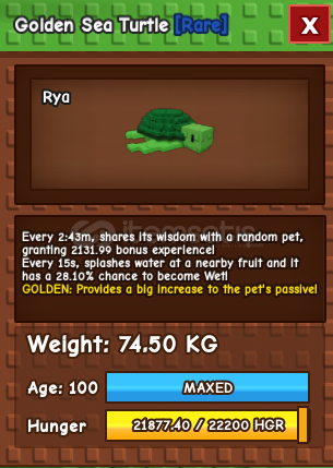 Grow A Garden Golden Titanic Sea Turtle Maxed  Grow A Garden Golden Titanic Sea Turtle Maxed