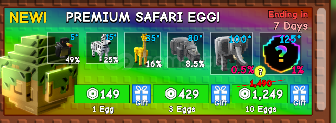 Grow A Garden Premium Safari Egg x3 Grow A Garden Premium Safari Egg x3