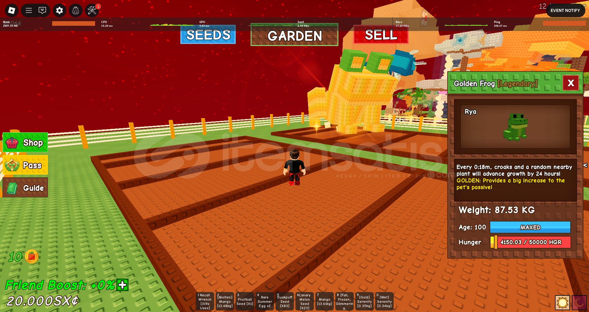 Grow a garden Titan Golden Frog 18 saniye cd