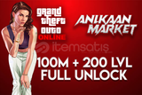 GTA Online 100M + 200 Level +Full Unlock+Bonus