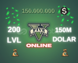 GTA Online 150M DOLAR+200 LVL Full Unlock+bonus