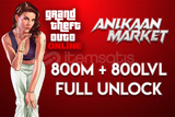 GTA Online 800M + 800 Level + Full Unlock+Bonus