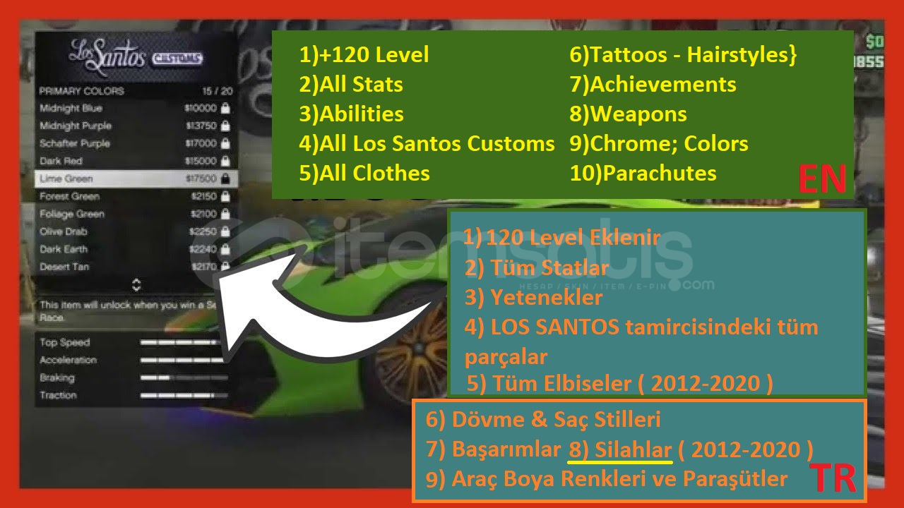 GTA Online da Level +Tüm Kilitli Listesi verilir GTA Online da Level +Tüm Kilitli Listesi verilir