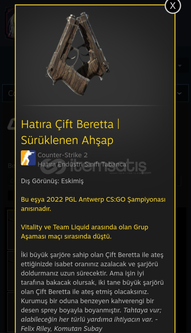 Hatıra Çift Beretta (Sürüklenen Ahşap) (WW) Hatıra Çift Beretta (Sürüklenen Ahşap) (WW)