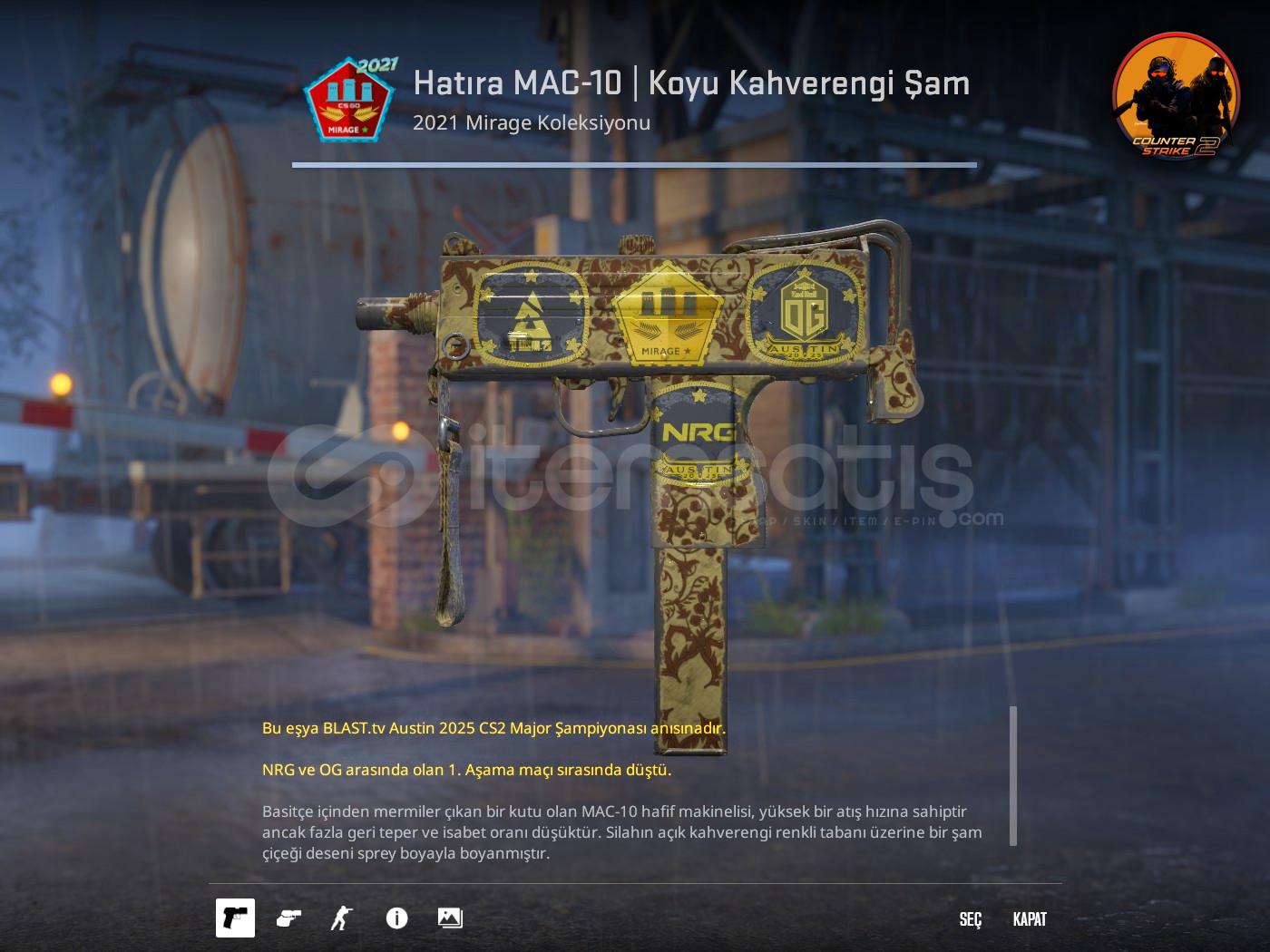 ✨Hatıra MAC-10 | Koyu Kahverengi Şam ✨Hatıra MAC-10 | Koyu Kahverengi Şam