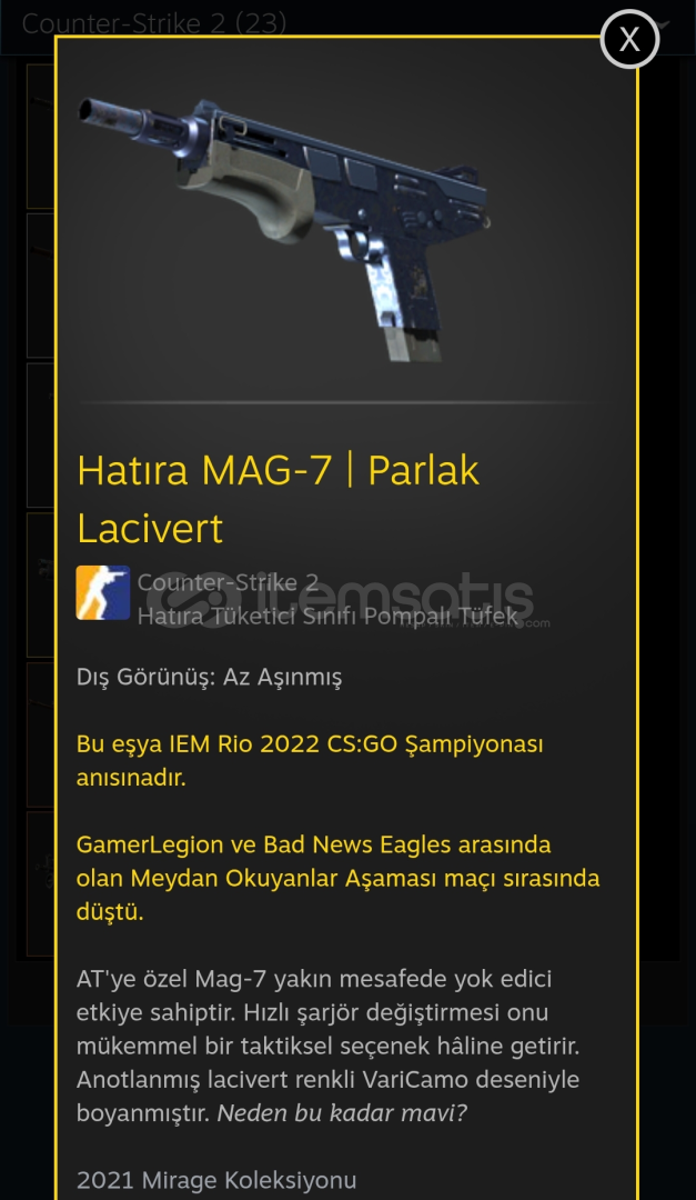 Hatıra MAG-7 (Parlak Lacivert) (MW) Hatıra MAG-7 (Parlak Lacivert) (MW)