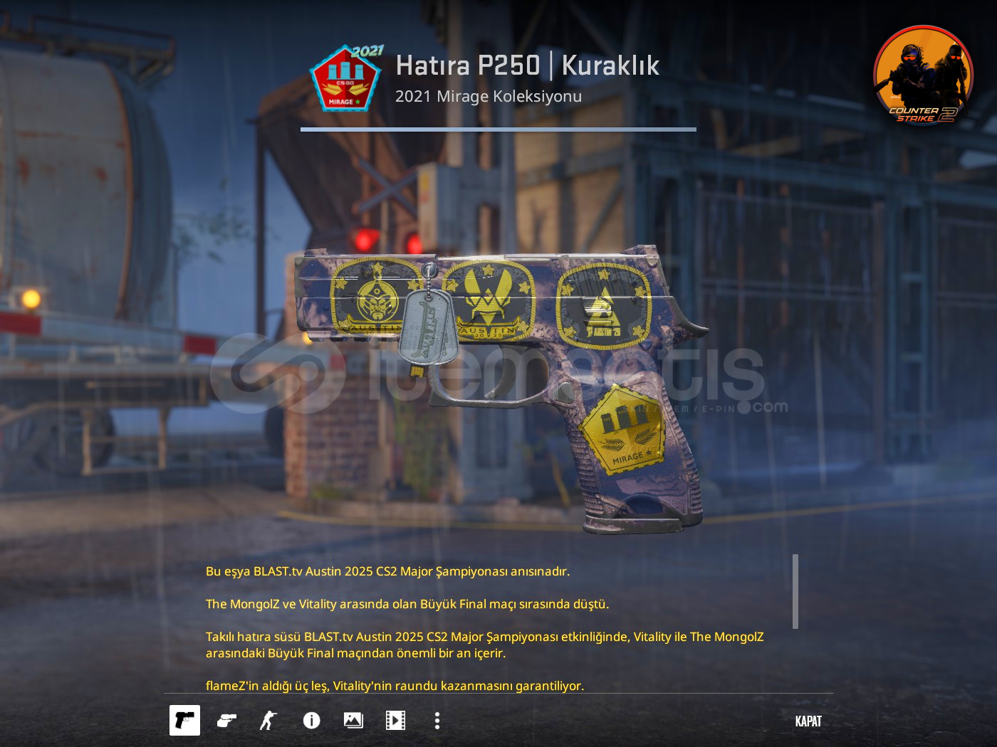 ✨Hatıra P250 | Kuraklık 1x Süs 4x Sticker ✨Hatıra P250 | Kuraklık 1x Süs 4x Sticker