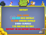 HAYDAY 25000 AGIL 10000 AMBAR DEPOLU MAX HESAP