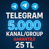 ⭐HIZLI⭐ 5000 TELEGRAM KANAL/GRUP ÜYESİ 25TL