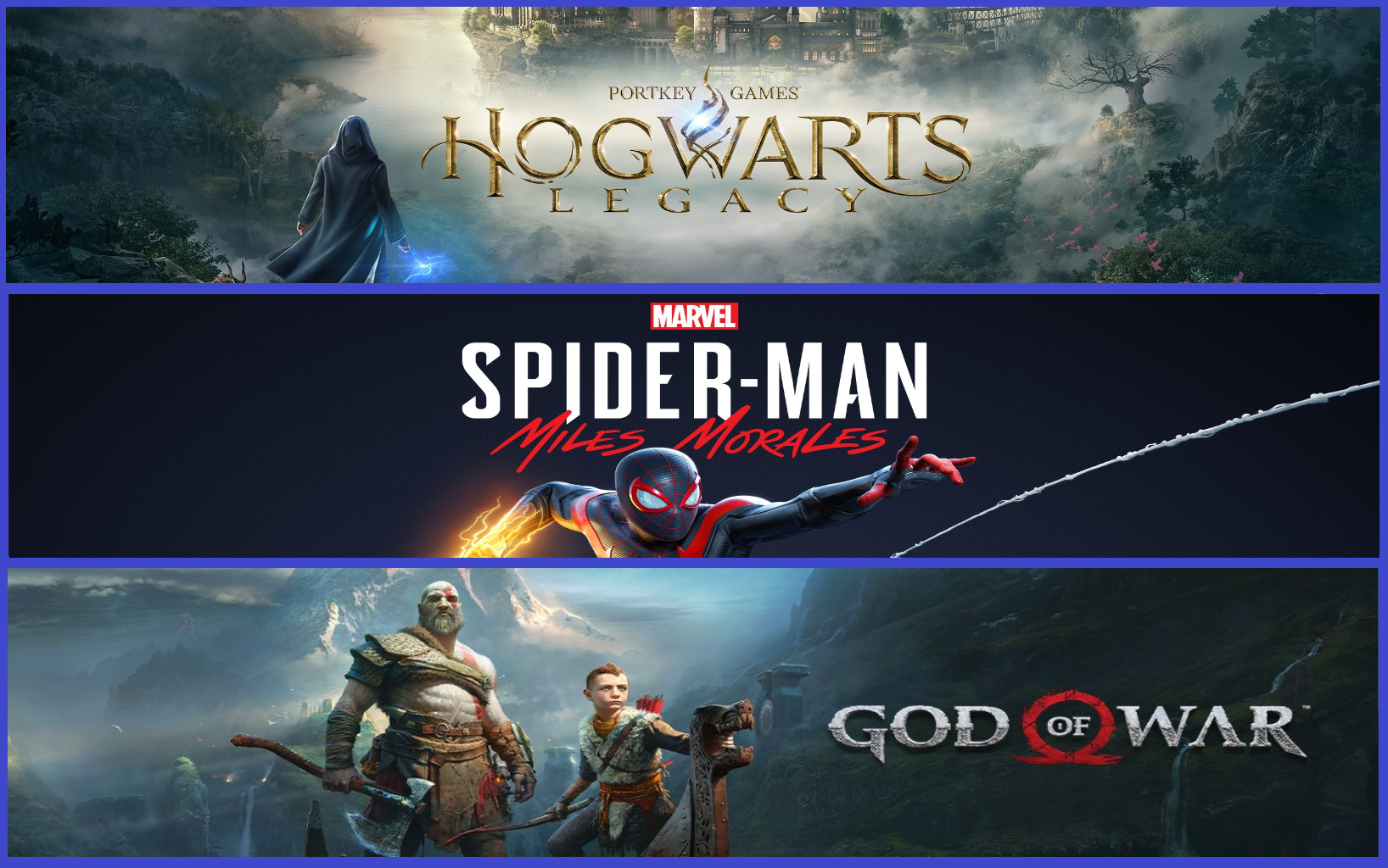 Hogwarts Legacy + God Of War + Miles Morales Hogwarts Legacy + God Of War + Miles Morales