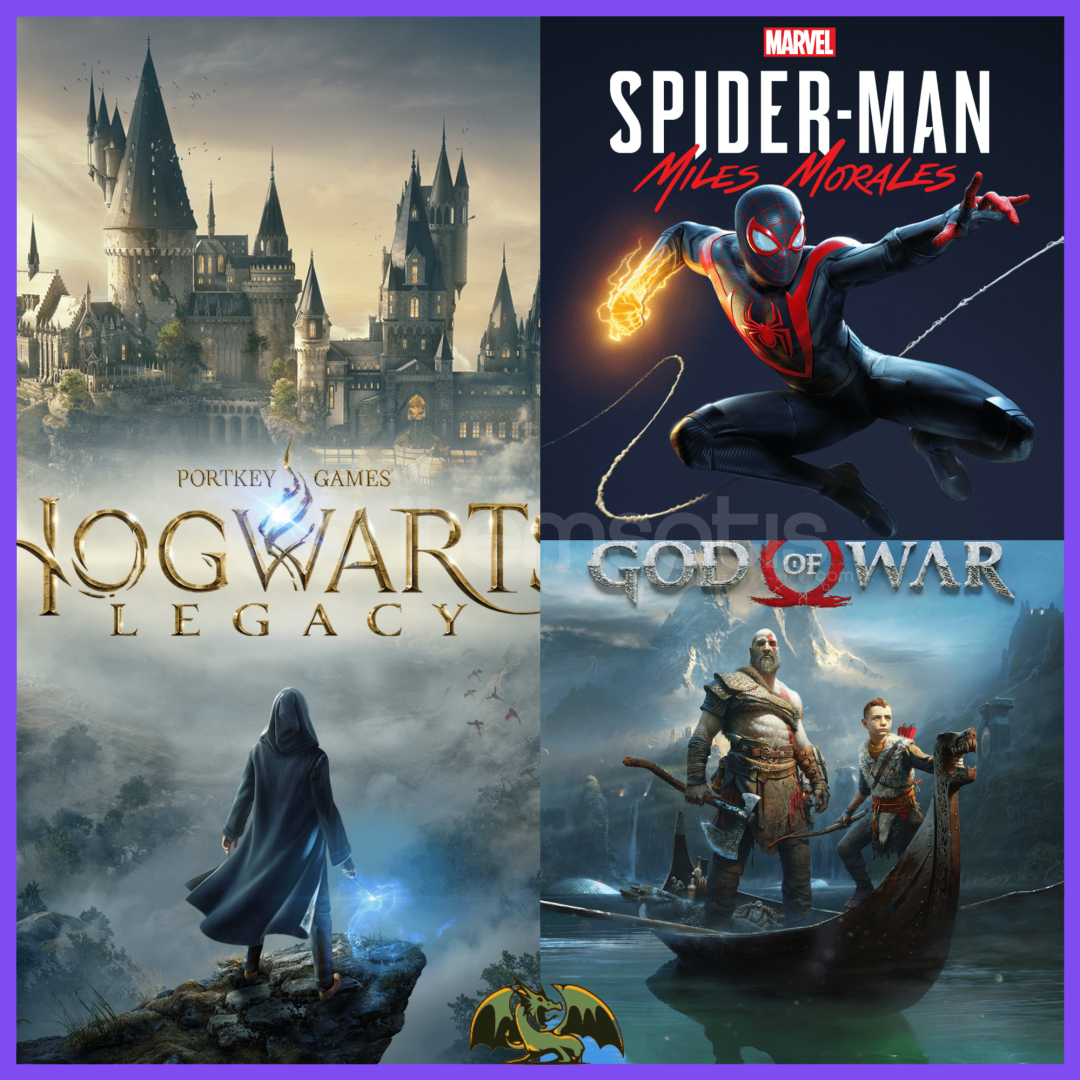 Hogwarts Legacy + Miles Morales + God Of War Hogwarts Legacy + Miles Morales + God Of War