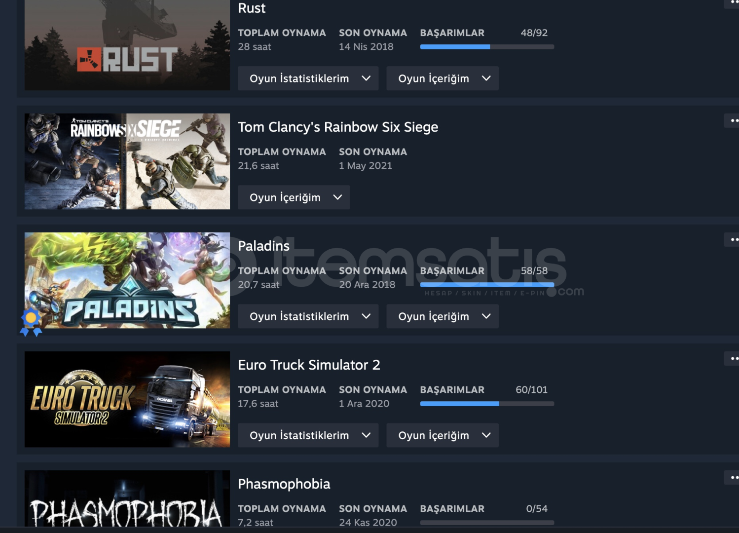 İÇİ OYUN DOLU 2015'TEN KALMA STEAM HESAP İÇİ OYUN DOLU 2015'TEN KALMA STEAM HESAP