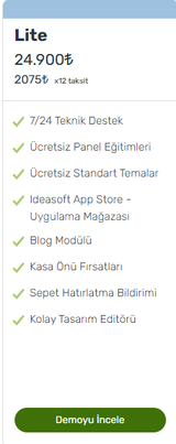 İDEASOFT LİTE PAKET 2. EL E-TİCARET SİTESİ