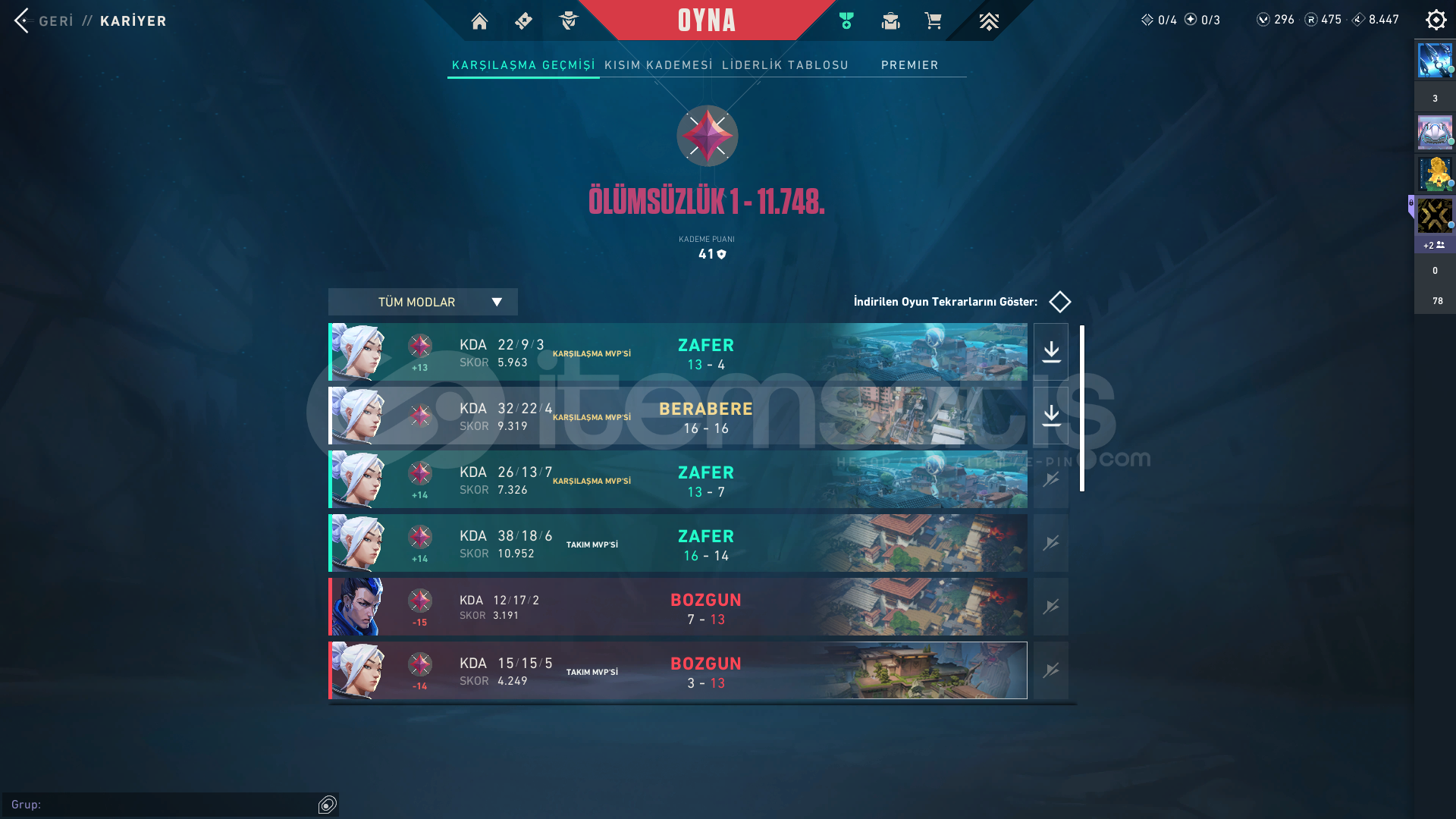 İMMORTAL 41LP DOLU HESAP VE DOLU LOL HESABI İMMORTAL 41LP DOLU HESAP VE DOLU LOL HESABI