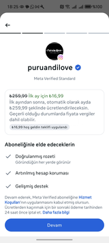 İndirimli Meta Verified + 207 Takipçi 