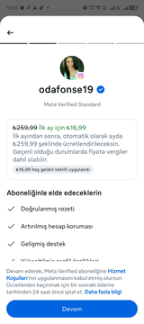 İndirimli Meta Verified +60 Takipçi İsteği 