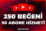 İNDİRİMLİ PAKET 250 Beğeni + 50 Abone YOUTUBE
