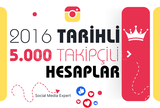 Instagram 2016 Tarihli 5K Takipçili Hesaplar