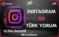 ⭐Instagram 50 Özel Türk Yorum [Garanti] ⭐