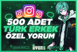 ⭐İnstagram 500 Adet Türk Erkek Özel Yorum⭐