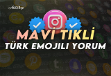 ⭐Instagram Mavi Tikli Türk Emojili Yorum