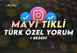 Instagram Mavi Tikli Türk Özel Yorum + Beğeni