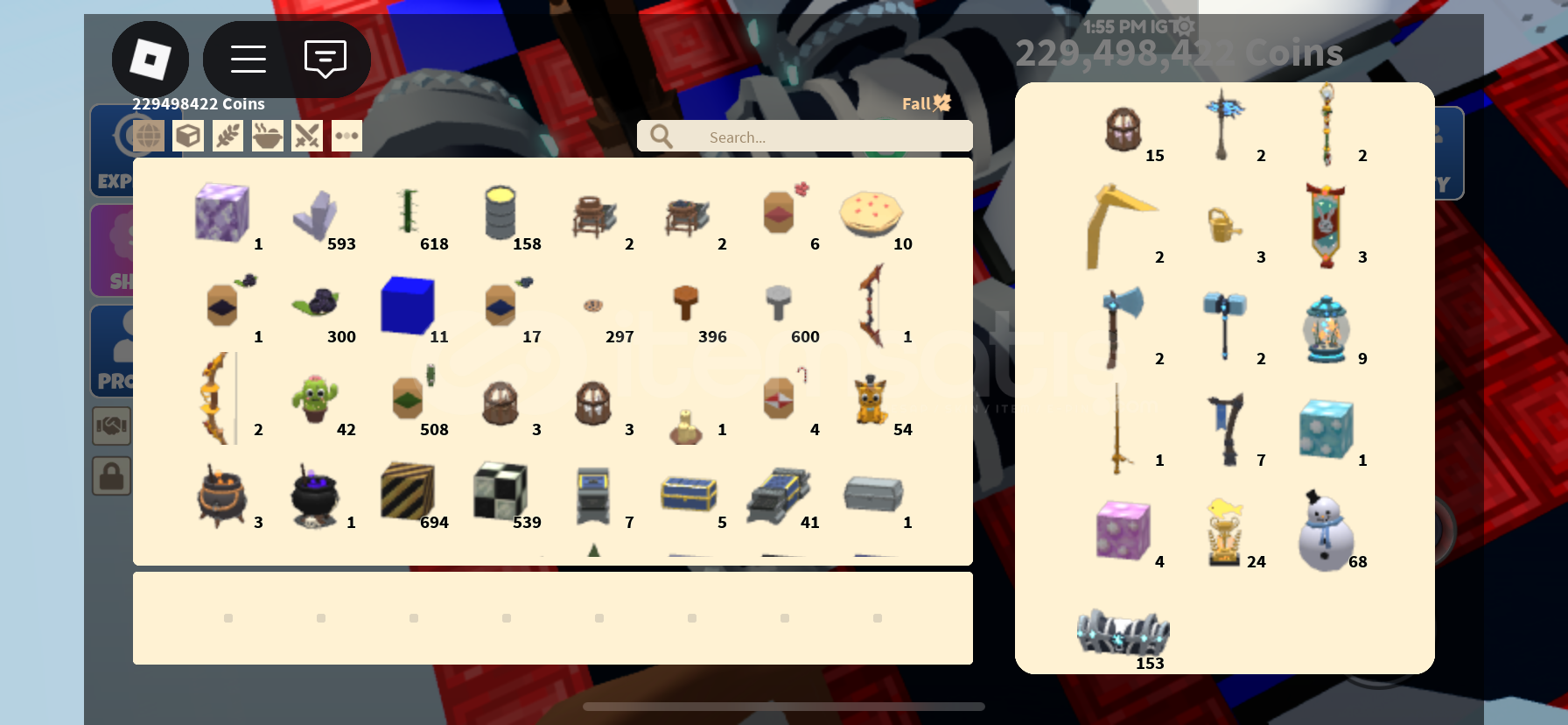 Inventory of island Inventory of island