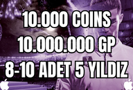 iOS | 10.000 Coins + 10 M GP + Random 5 Yıldız