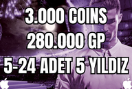 iOS | 3.000 Coins + 280K GP + Random 5-24