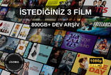 İstediğin 3 Film 24 Saatte Teslim! 800GB+ Arşiv