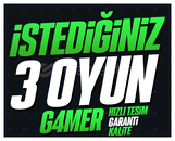 İSTEDİĞİNİZ 3 OYUN + KORUMA + GARANTİ + DESTEK