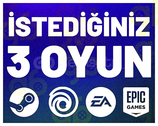 İstediğiniz 3 Oyun + Sınsız Destek + Garanti İstediğiniz 3 Oyun + Sınsız Destek + Garanti