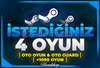 ⭐İSTEDİĞİNİZ 4 OYUN + GARANTİ + 7/24 OTO⭐