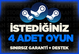 İstediğiniz 4 Oyun + Sınırsız Garanti