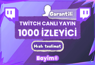 TWITCH CANLI YAYIN İZLEYİCİ 1.000 KİŞİ & 6 SAAT / GARANTİLİ