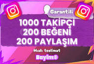 INSTAGRAM BÜYÜME PAKETİ / 1000 TAKİP - 200 BEĞEN - 200 PAYLA INSTAGRAM BÜYÜME PAKETİ / 1000 TAKİP - 200 BEĞEN - 200 PAYLA