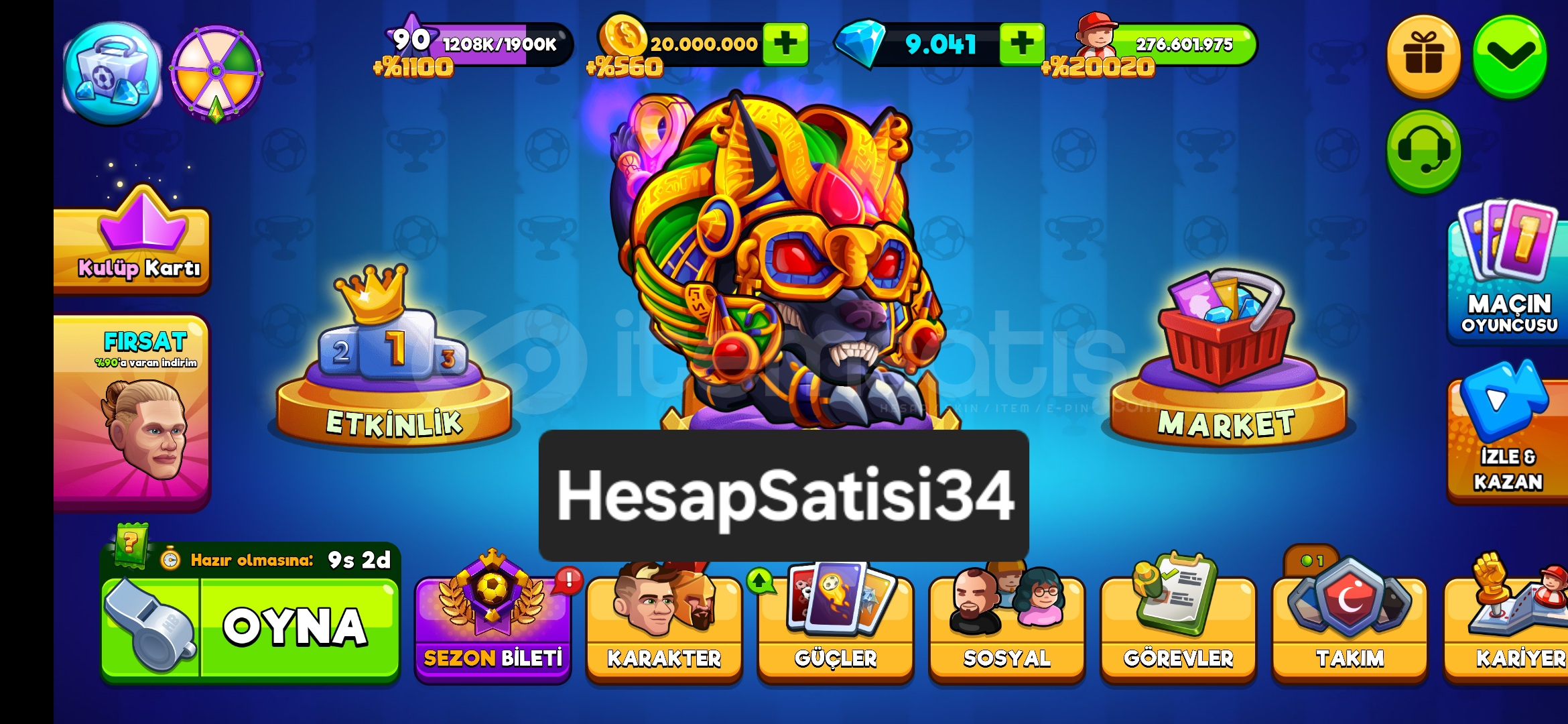 KAFA TOPU 2 217 GÜÇ ANUBİS 7 SEVİYE HESAP KAFA TOPU 2 217 GÜÇ ANUBİS 7 SEVİYE HESAP