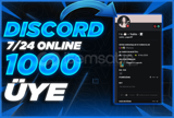 ⭐️[KALİTELİ] 7/24 Online Discord 1000 Üye⭐️