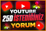 ⭐[Kaliteli] Youtube 250 İstediğiniz Yorum ⭐
