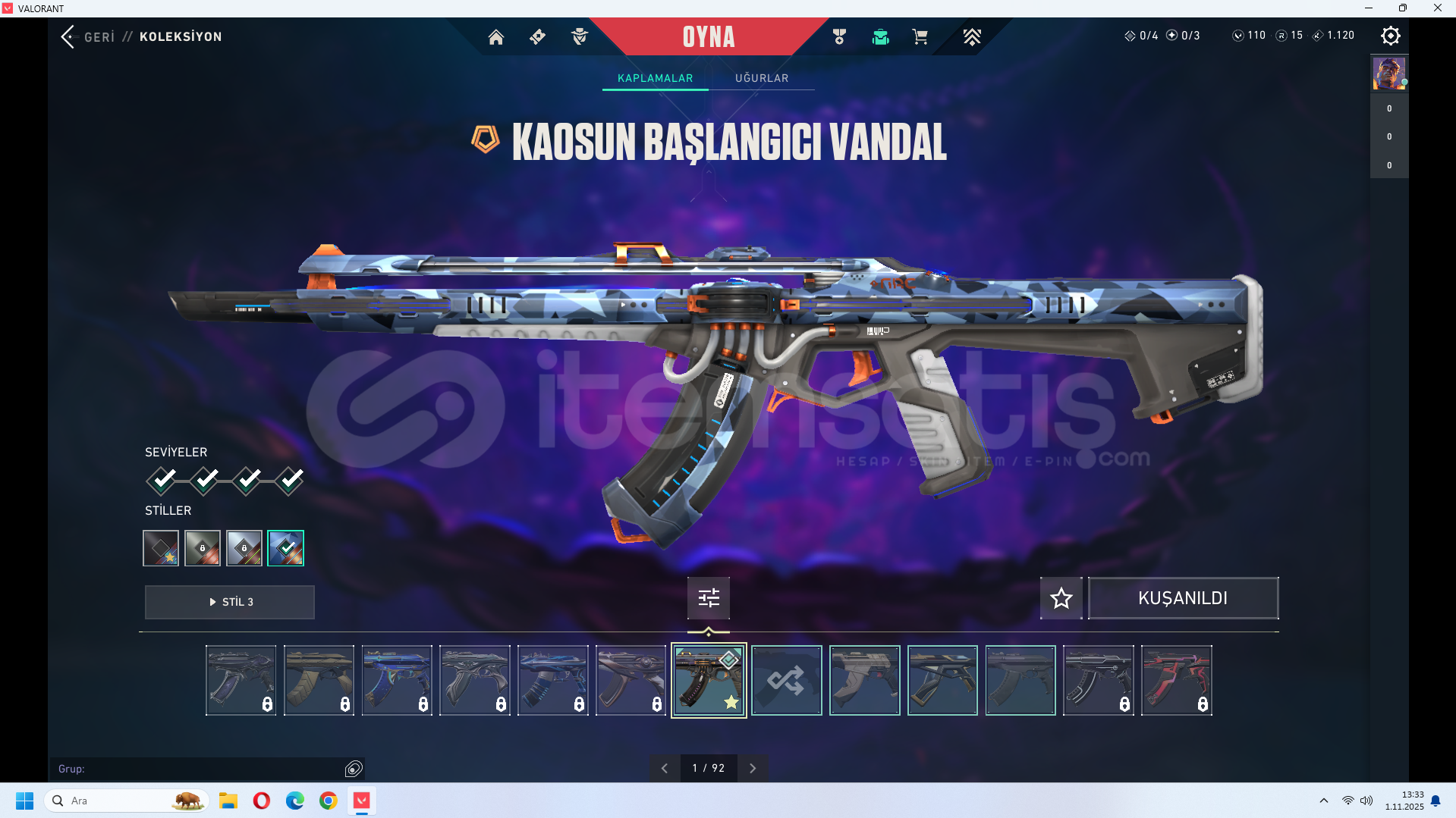 KAOS VANDAL CHAMPİONS 25 SETLİ HARİKA HESAP!!! KAOS VANDAL CHAMPİONS 25 SETLİ HARİKA HESAP!!!