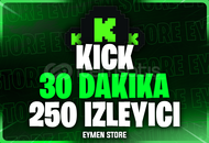 ⭐Kick 30 Dakika 250 Canlı Yayın İzleyici